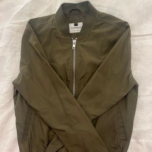 Topman military green bomber